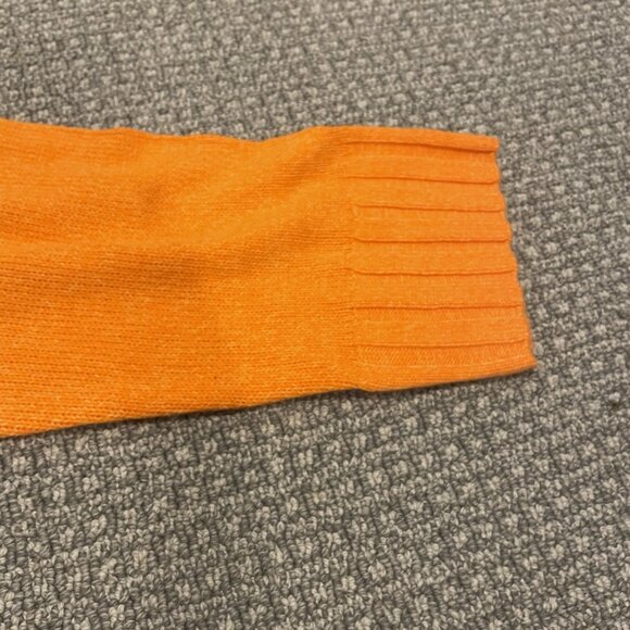 H&M Sweater Womens XL Cropped Turtle Neck Neon Orange Knit Ribbed Long Sleeve - Picture 5 of 7